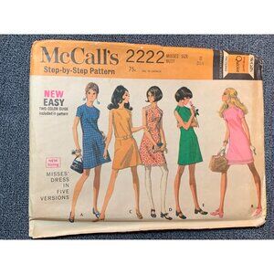Vintage McCalls 2222 Misses Dress Pattern Size 8 1969 Uncut